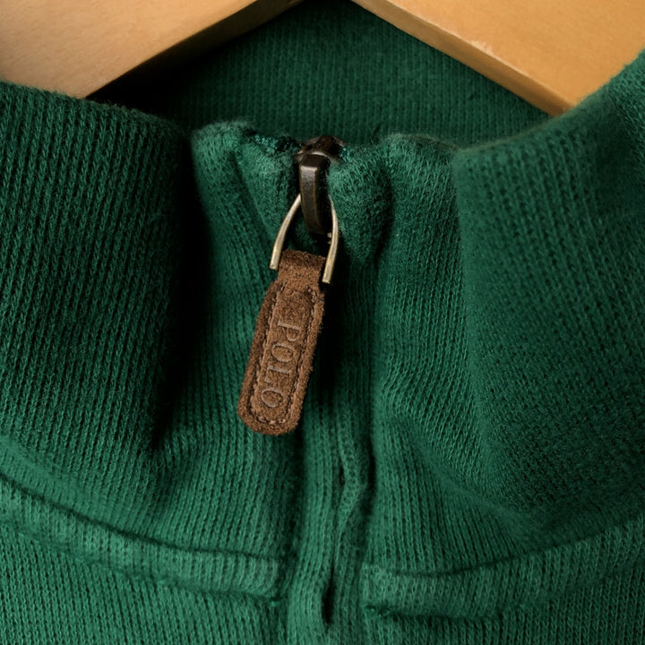 Ralph Lauren POLO RALPH LAUREN ESTATE RIB half-zip sweatshirt, sweatshirt, men's XL size cotton green type Vintage Second Hand