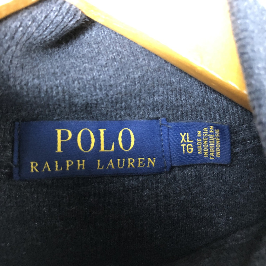 Ralph Lauren POLO RALPH LAUREN Half-Zip Sweatshirt, Men's XL cotton Charcoal Vintage Second Hand