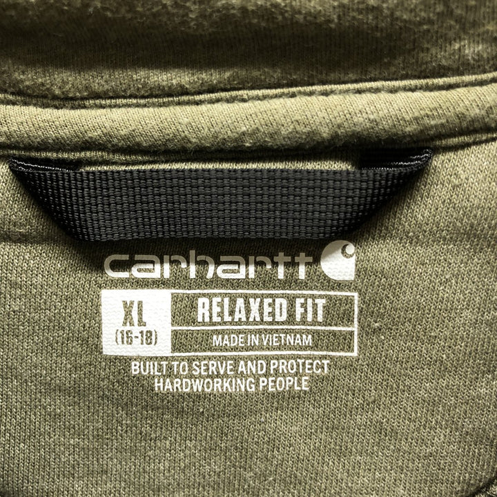 Carhartt Relaxed Fit Sweatshirt Pullover Hoodie, Men's XL cotton Khaki type Vintage Second Hand
