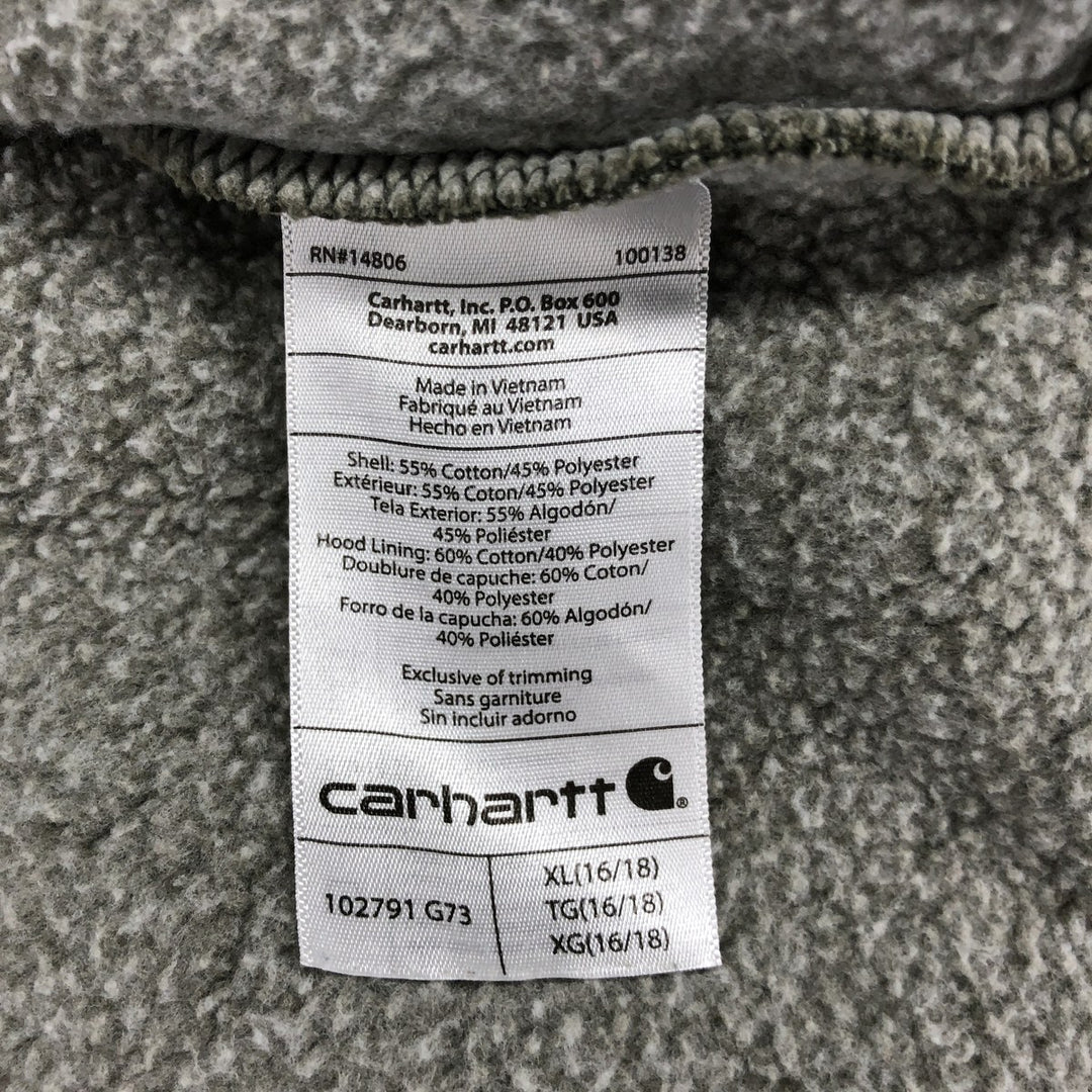 Carhartt Relaxed Fit Sweatshirt Pullover Hoodie, Men's XL cotton Khaki type Vintage Second Hand