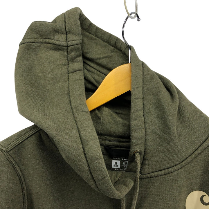 Carhartt Relaxed Fit Sweatshirt Pullover Hoodie, Men's XL cotton Khaki type Vintage Second Hand