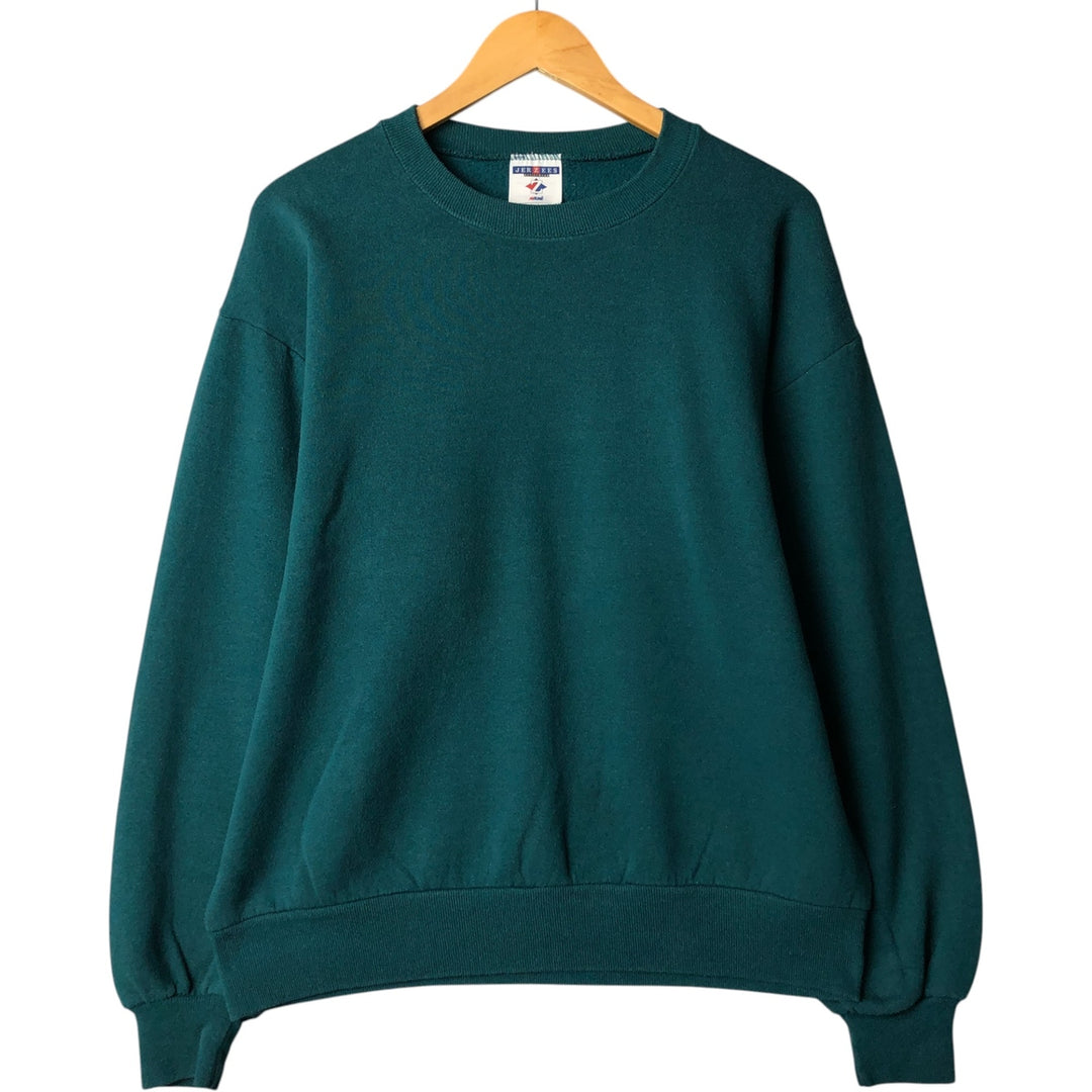90'S Jerzees Plain Blank Sweatshirt Trainer Made in USA Men's Size L Vintage cotton Green type dark green Vintage Second Hand