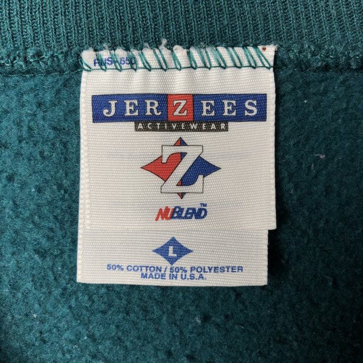 90'S Jerzees Plain Blank Sweatshirt Trainer Made in USA Men's Size L Vintage cotton Green type dark green Vintage Second Hand