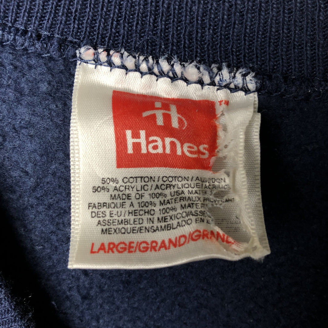 90s-00'S Hanes plain blank sweatshirt, men's size L cotton navy blue type Vintage Second Hand