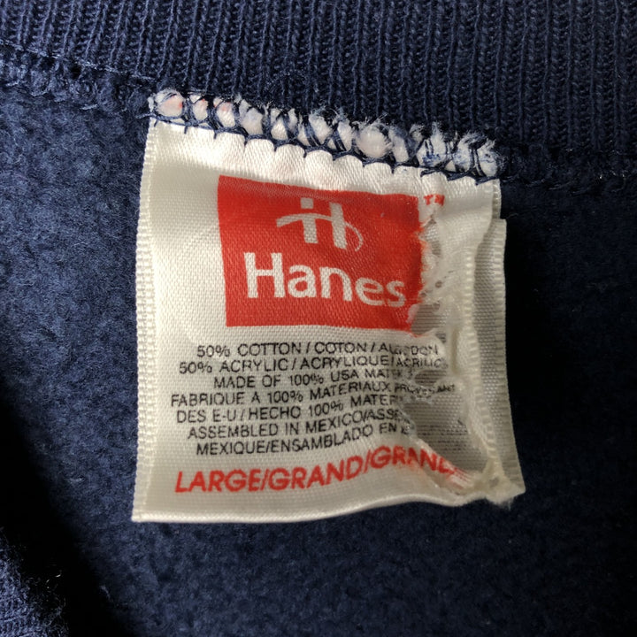 90s-00'S Hanes plain blank sweatshirt, men's size L cotton navy blue type Vintage Second Hand