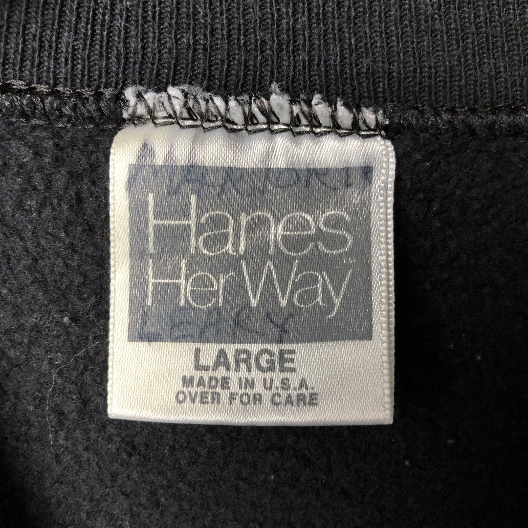 Vintage 90'S Hanes HER WAY plain blank sweatshirt, made in the USA, size L, women's. acrylic black type Vintage Second Hand
