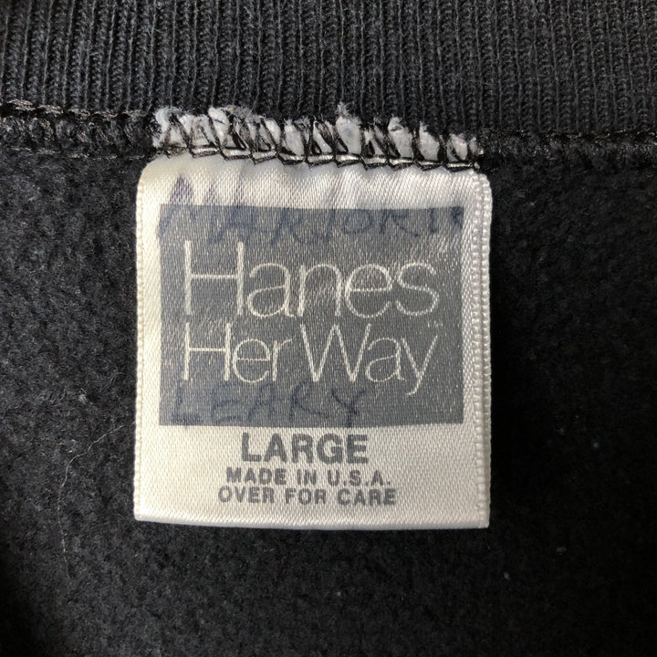 Vintage 90'S Hanes HER WAY plain blank sweatshirt, made in the USA, size L, women's. acrylic black type Vintage Second Hand