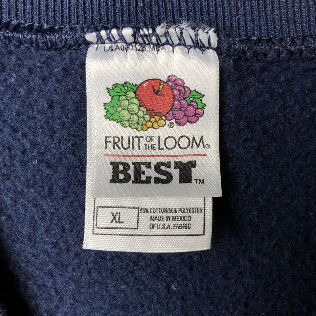 00'S Fruit of the Loom plain blank sweatshirt, sweatshirt, men's size XL cotton navy blue type Vintage Second Hand