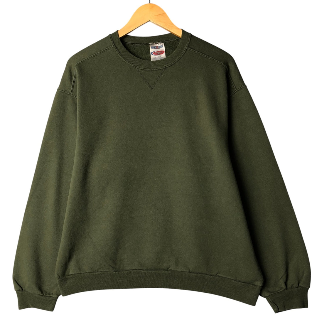 00'S Jerzees Plain Blank Sweatshirt Trainer Men's Size L cotton Khaki type Vintage Second Hand