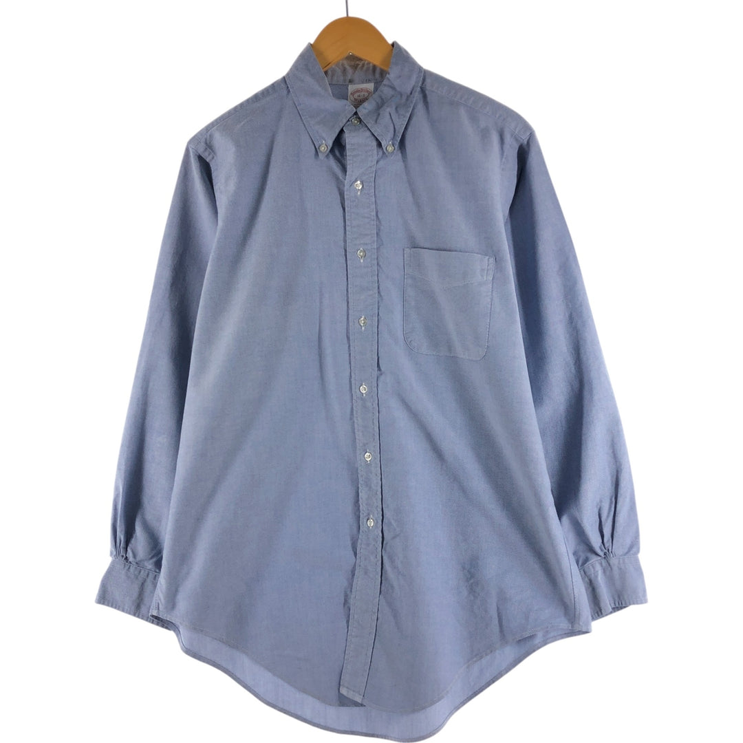 90'S Brooks Brothers MAKERS long-sleeved button-down shirt, Made in USA, Men's Size Small, Vintage Supima Cotton Blue type light blue Vintage Second Hand