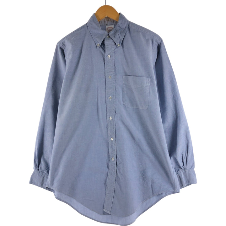 90'S Brooks Brothers MAKERS long-sleeved button-down shirt, Made in USA, Men's Size Small, Vintage Supima Cotton Blue type light blue Vintage Second Hand