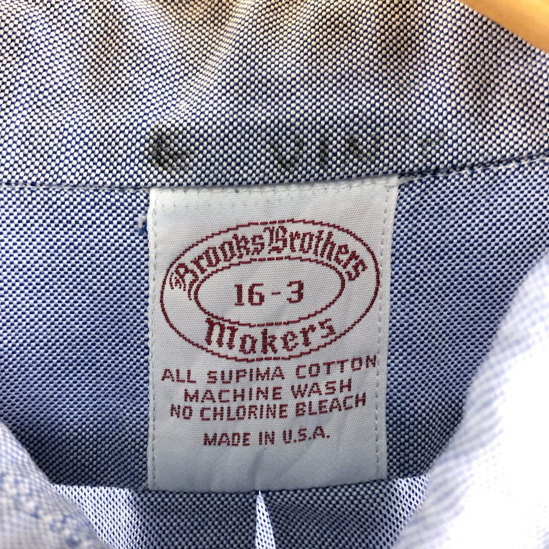 90'S Brooks Brothers MAKERS long-sleeved button-down shirt, Made in USA, Men's Size Small, Vintage Supima Cotton Blue type light blue Vintage Second Hand