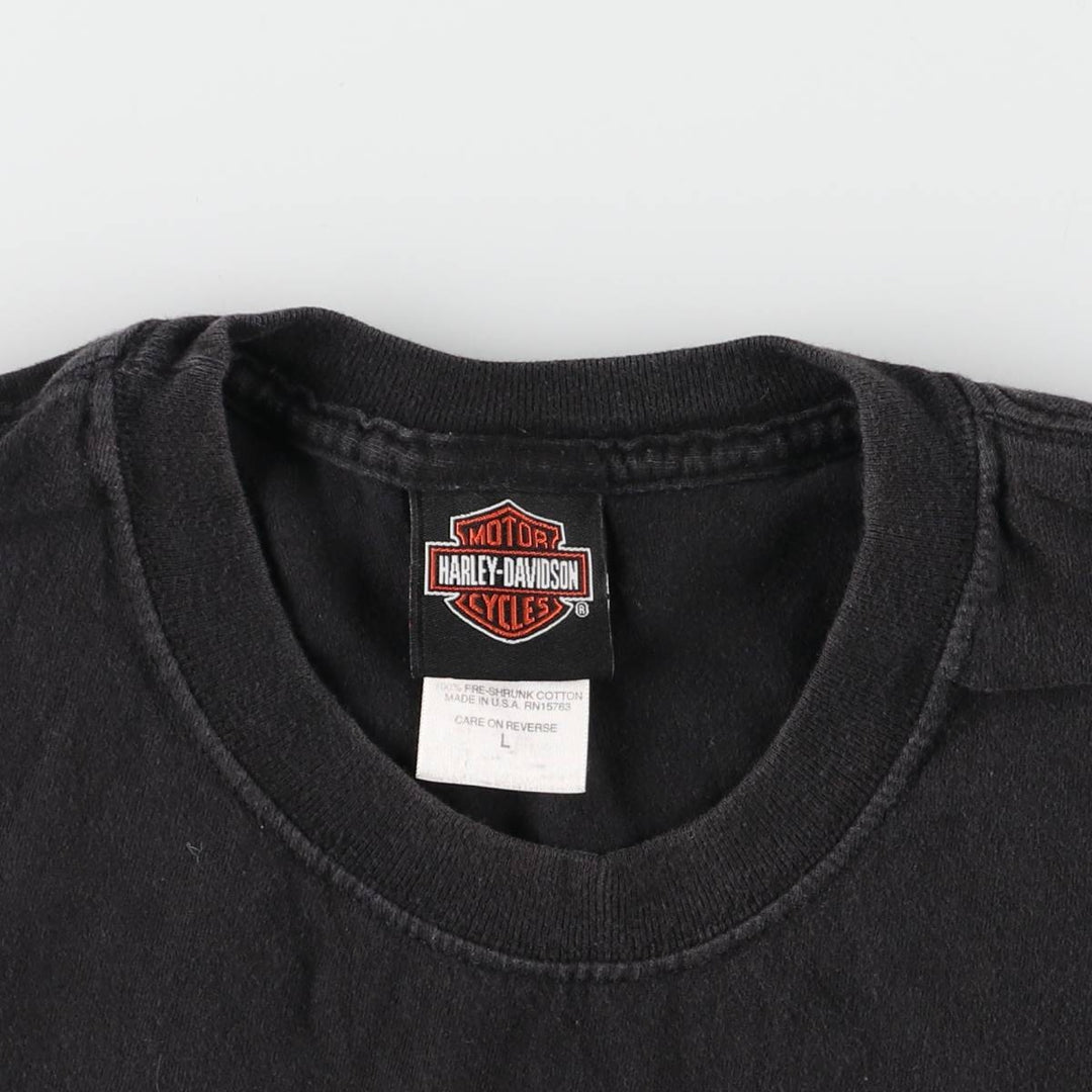 00'S Harley-Davidson Motorcycle Bike T-shirt Made in USA Men's L size cotton black type Vintage Second Hand