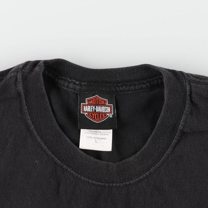 00'S Harley-Davidson Motorcycle Bike T-shirt Made in USA Men's L size cotton black type Vintage Second Hand