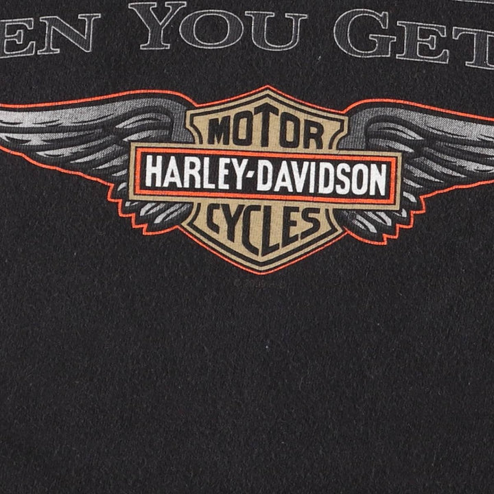 00'S Harley-Davidson Motorcycle Bike T-shirt Made in USA Men's L size cotton black type Vintage Second Hand