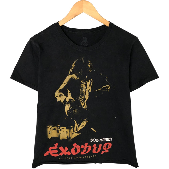 ZION ROOTSWEAR BOB MARLEY Bob Marley Cut-off Band T-Shirt Band T Women's L size cotton black type Vintage Second Hand