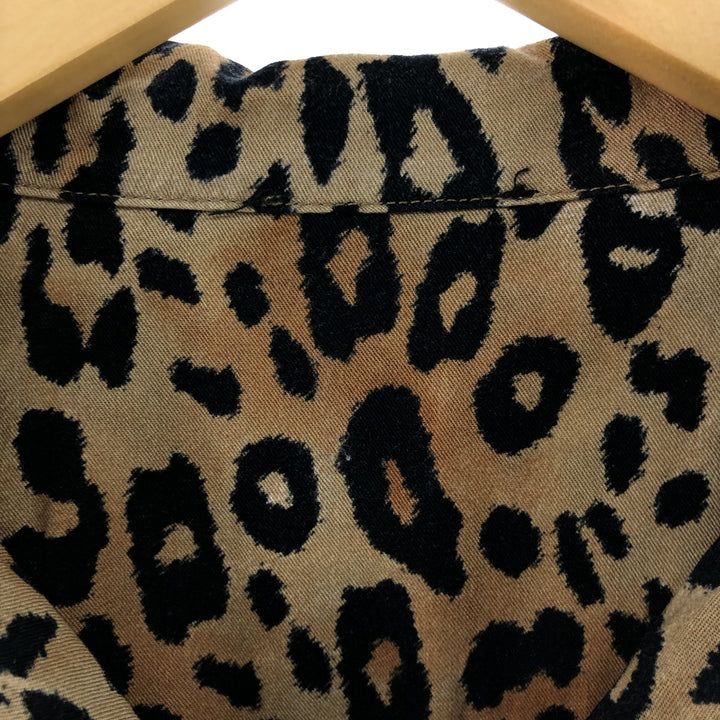 Leopard Pattern Short Sleeve Open Collar Shirt Women's XL unclear black type Vintage Second Hand