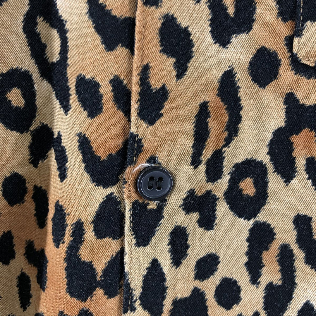 Leopard Pattern Short Sleeve Open Collar Shirt Women's XL unclear black type Vintage Second Hand