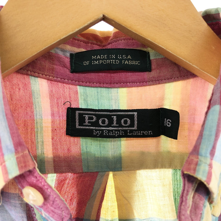 80'S Ralph Lauren POLO by Ralph Lauren Check Pattern Short Sleeve Button Down Shirt Made in USA Women's S cotton multicolor Vintage Second Hand
