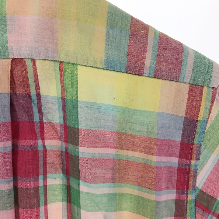 80'S Ralph Lauren POLO by Ralph Lauren Check Pattern Short Sleeve Button Down Shirt Made in USA Women's S cotton multicolor Vintage Second Hand