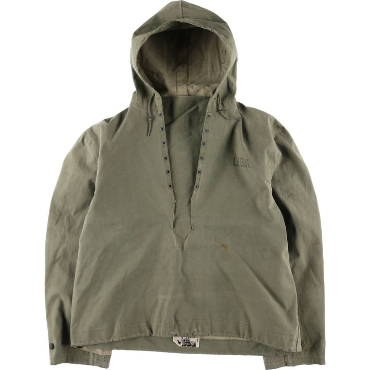 1940s~ Genuine US military USNAVY N-2 rain deck parka, military raincoat, made in USA, SMALL, men's S equivalent unclear Khaki type Vintage Second Hand