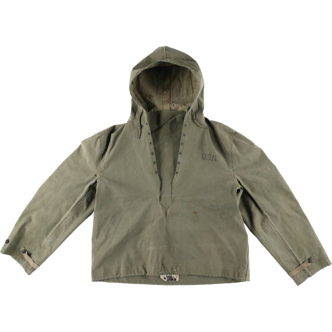 1940s~ Genuine US military USNAVY N-2 rain deck parka, military raincoat, made in USA, SMALL, men's S equivalent unclear Khaki type Vintage Second Hand