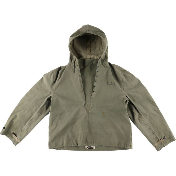 1940s~ Genuine US military USNAVY N-2 rain deck parka, military raincoat, made in USA, SMALL, men's S equivalent unclear Khaki type Vintage Second Hand