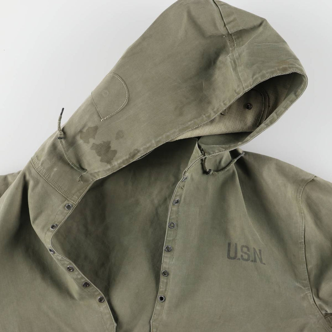 1940s~ Genuine US military USNAVY N-2 rain deck parka, military raincoat, made in USA, SMALL, men's S equivalent unclear Khaki type Vintage Second Hand
