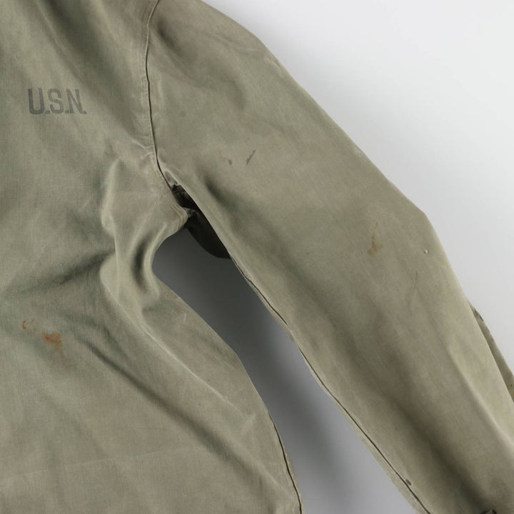 1940s~ Genuine US military USNAVY N-2 rain deck parka, military raincoat, made in USA, SMALL, men's S equivalent unclear Khaki type Vintage Second Hand