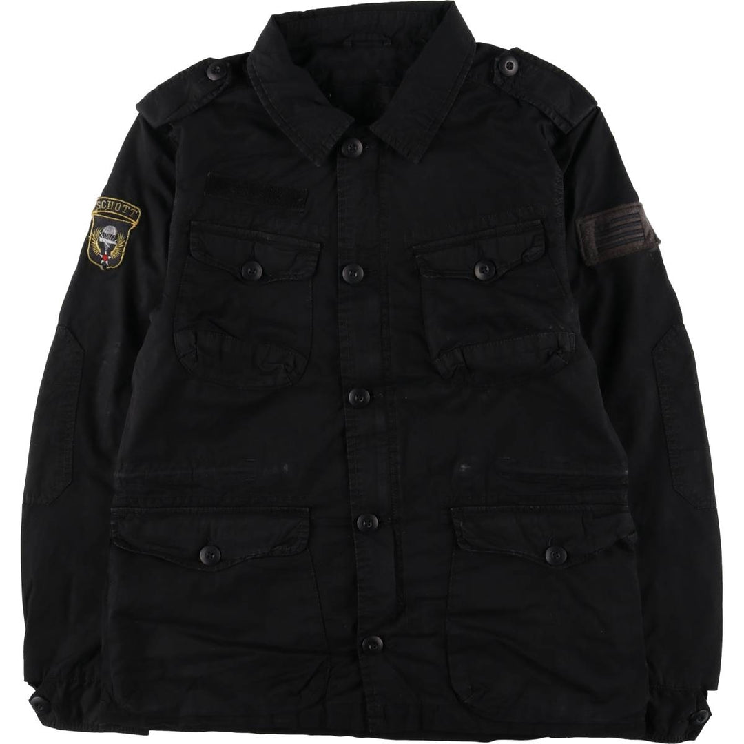 SCHOTT Military Field Jacket Men's XL cotton black type Vintage Second Hand