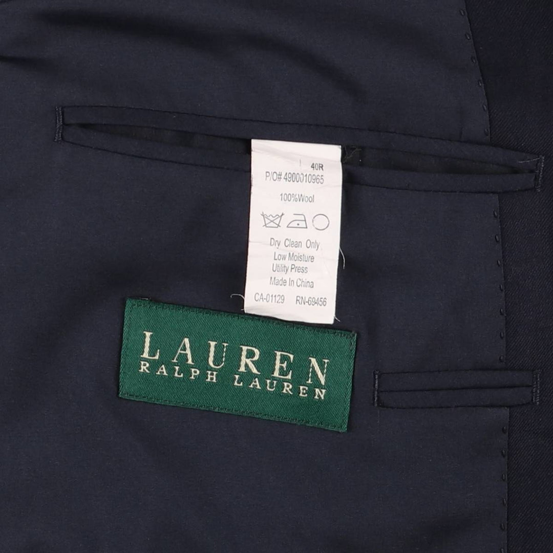 Ralph Lauren LAUREN Navy blazer, tailored jacket, men's size M wool navy blue type Vintage Second Hand