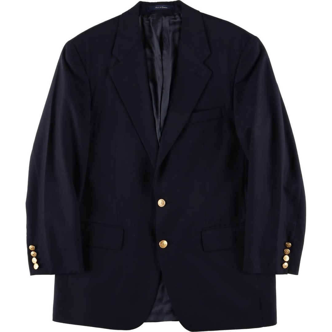 90'S Ralph Lauren Chaps Navy Blazer Tailored Jacket Made in Canada Men's M Vintage wool navy blue type Vintage Second Hand