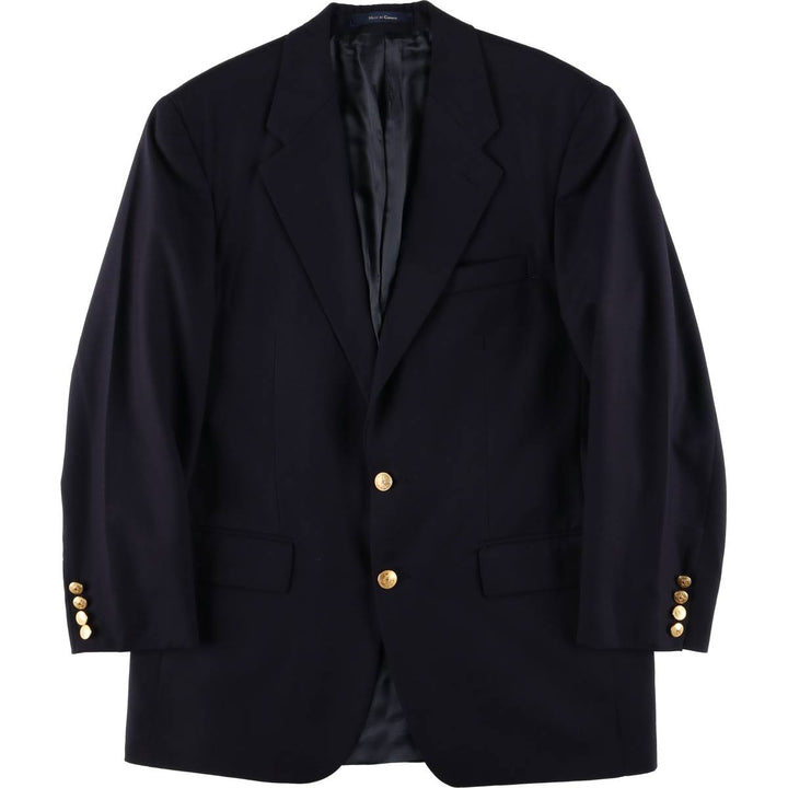90'S Ralph Lauren Chaps Navy Blazer Tailored Jacket Made in Canada Men's M Vintage wool navy blue type Vintage Second Hand