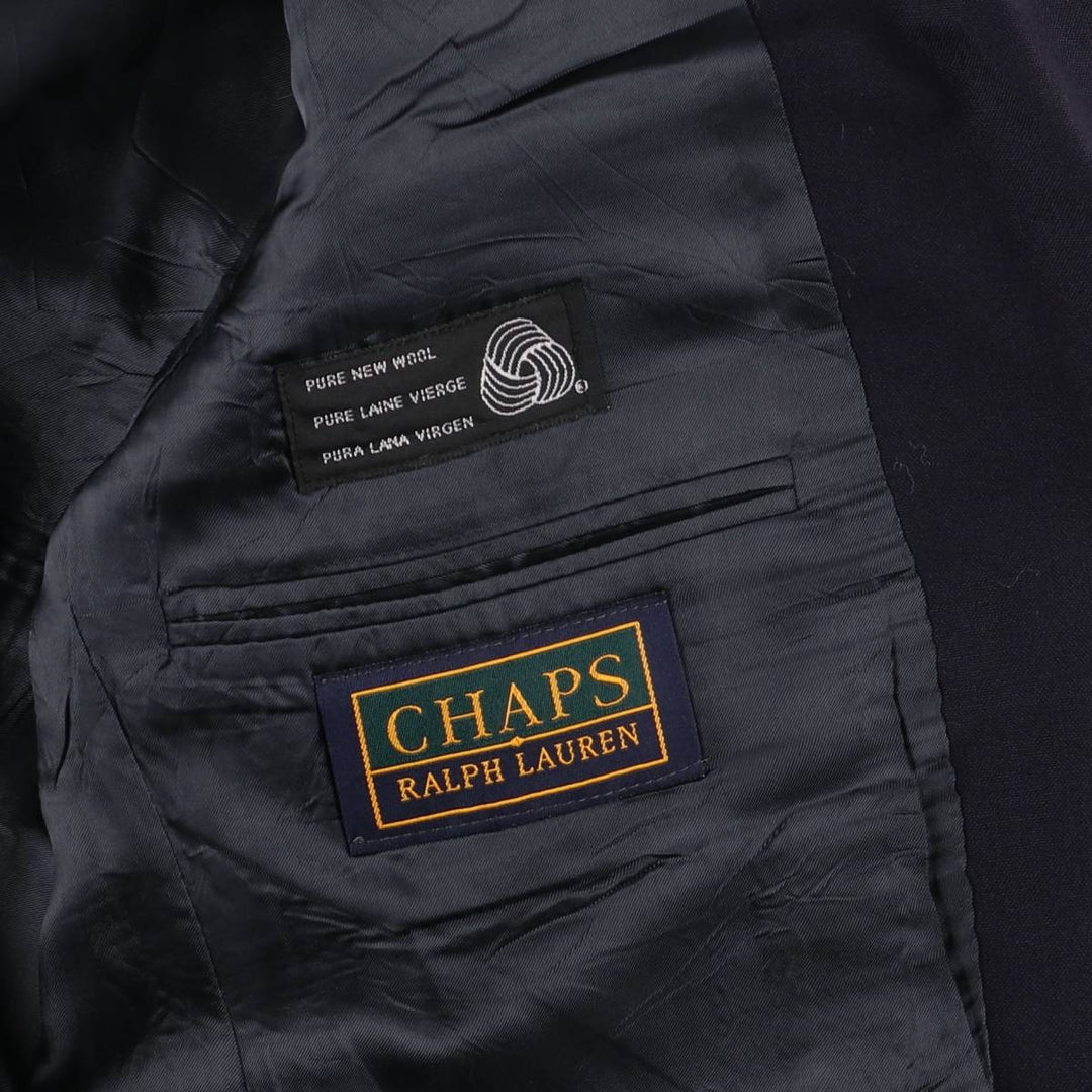 90'S Ralph Lauren Chaps Navy Blazer Tailored Jacket Made in Canada Men's M Vintage wool navy blue type Vintage Second Hand