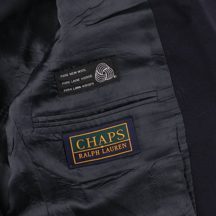 90'S Ralph Lauren Chaps Navy Blazer Tailored Jacket Made in Canada Men's M Vintage wool navy blue type Vintage Second Hand