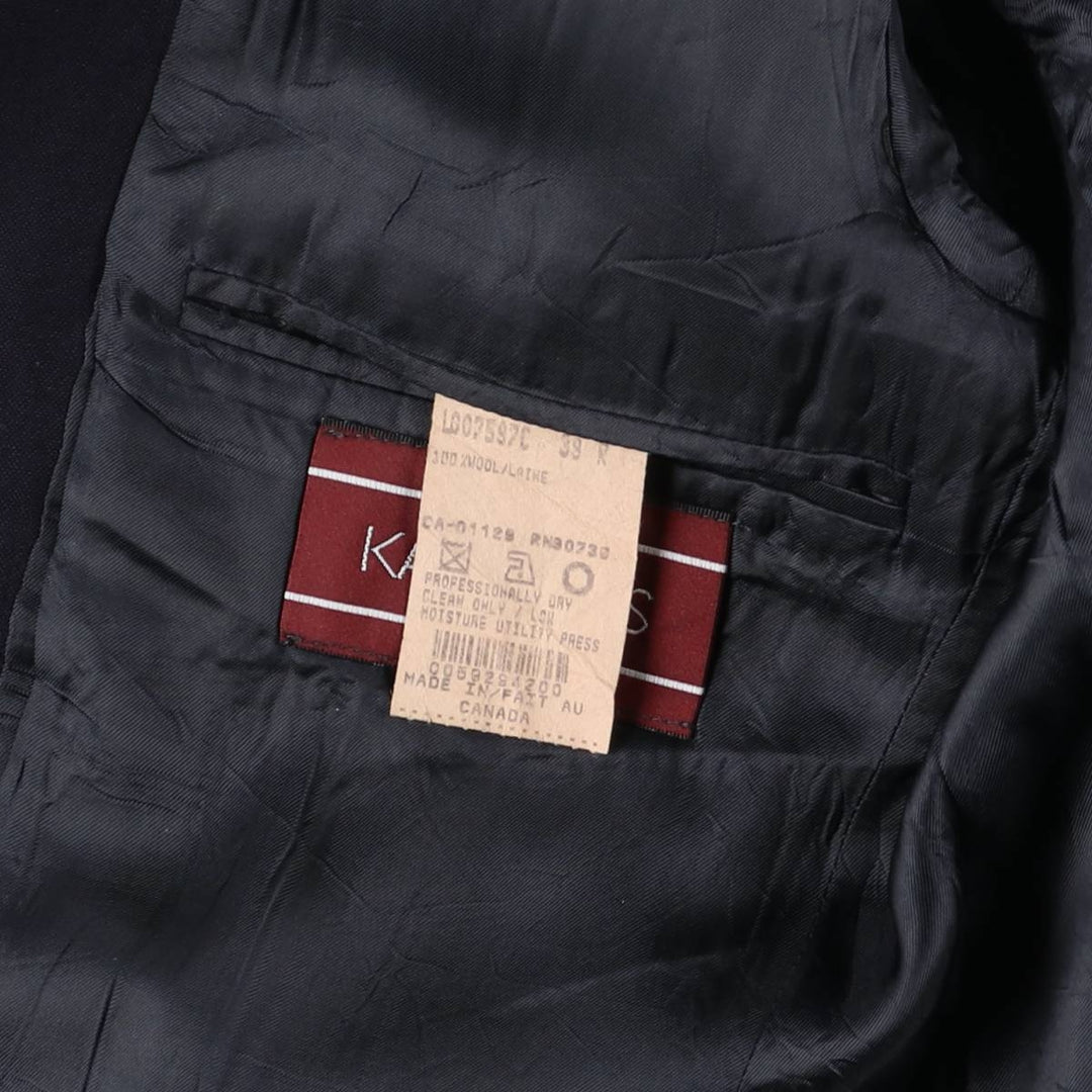 90'S Ralph Lauren Chaps Navy Blazer Tailored Jacket Made in Canada Men's M Vintage wool navy blue type Vintage Second Hand