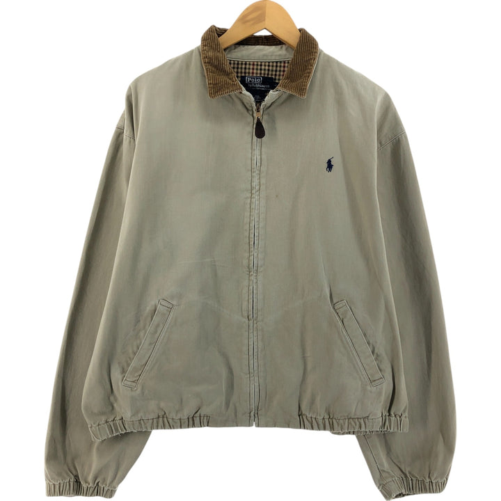 90'S Ralph Lauren POLO by Ralph Lauren Swing Top Sports Jacket Made in USA Men's L size cotton Beige type Vintage Second Hand