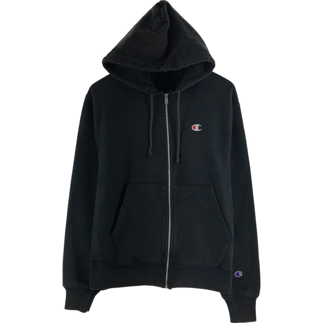Champion Sweat Full Zip Hoodie Men's Size M cotton black type Vintage Second Hand