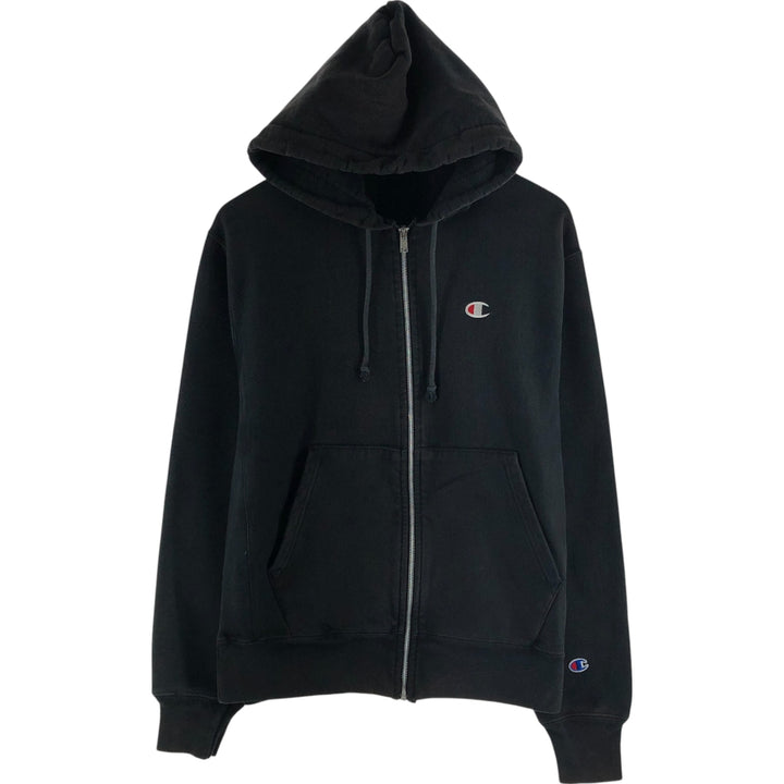 Champion Sweat Full Zip Hoodie Men's Size M cotton black type Vintage Second Hand