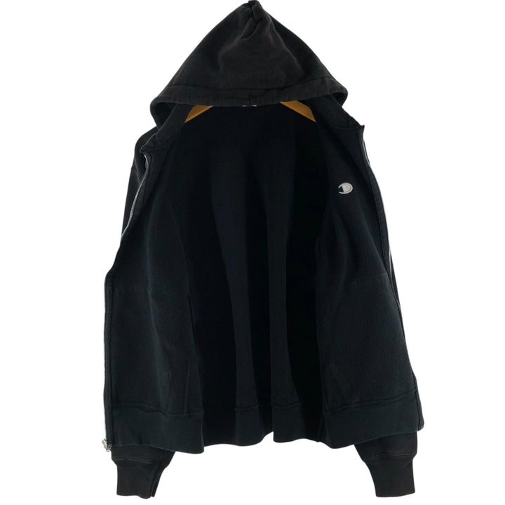 Champion Sweat Full Zip Hoodie Men's Size M cotton black type Vintage Second Hand