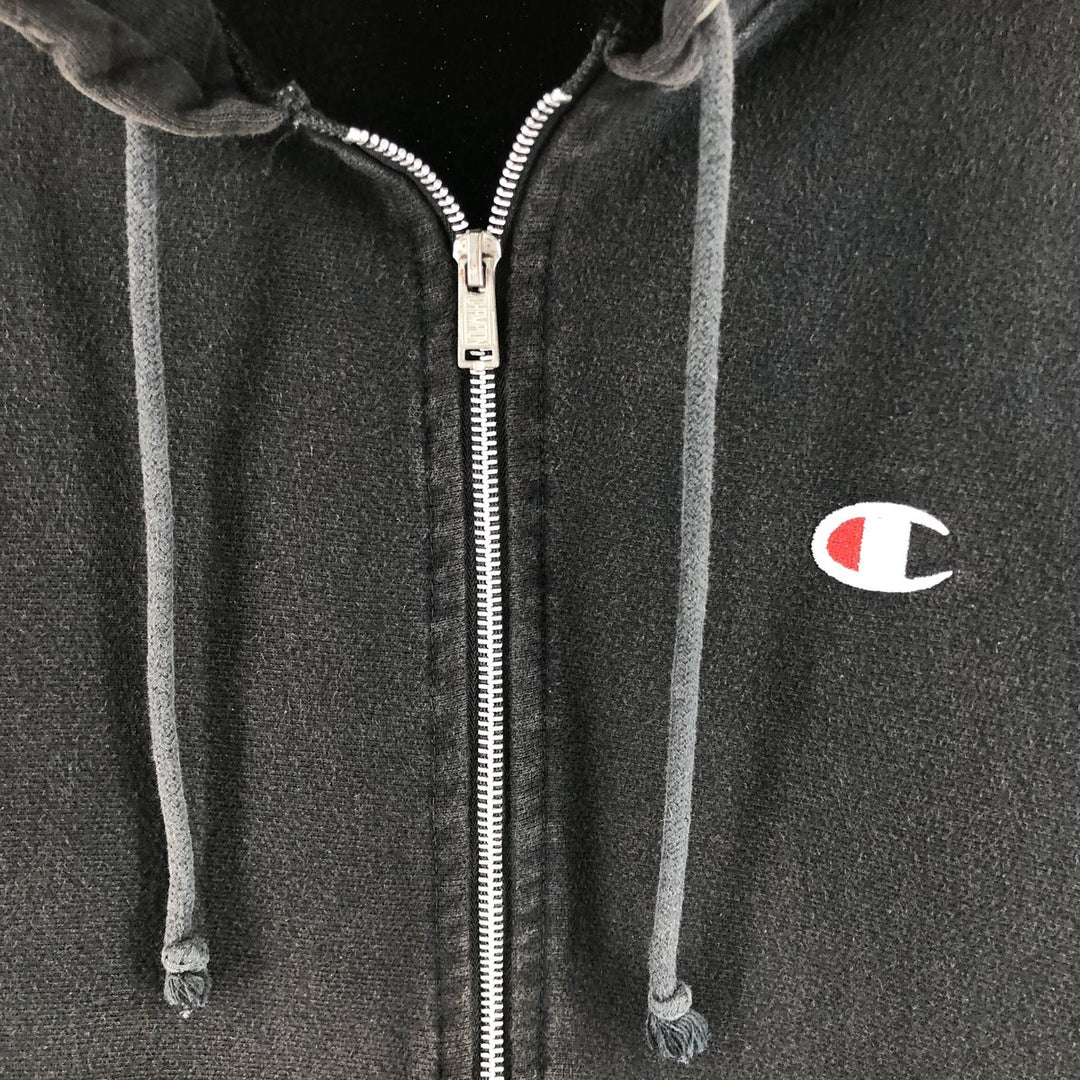 Champion Sweat Full Zip Hoodie Men's Size M cotton black type Vintage Second Hand