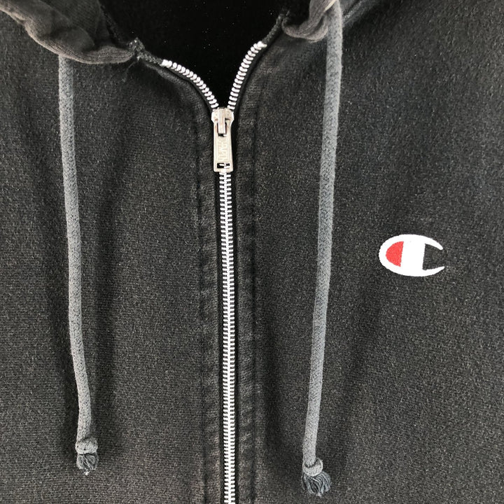 Champion Sweat Full Zip Hoodie Men's Size M cotton black type Vintage Second Hand