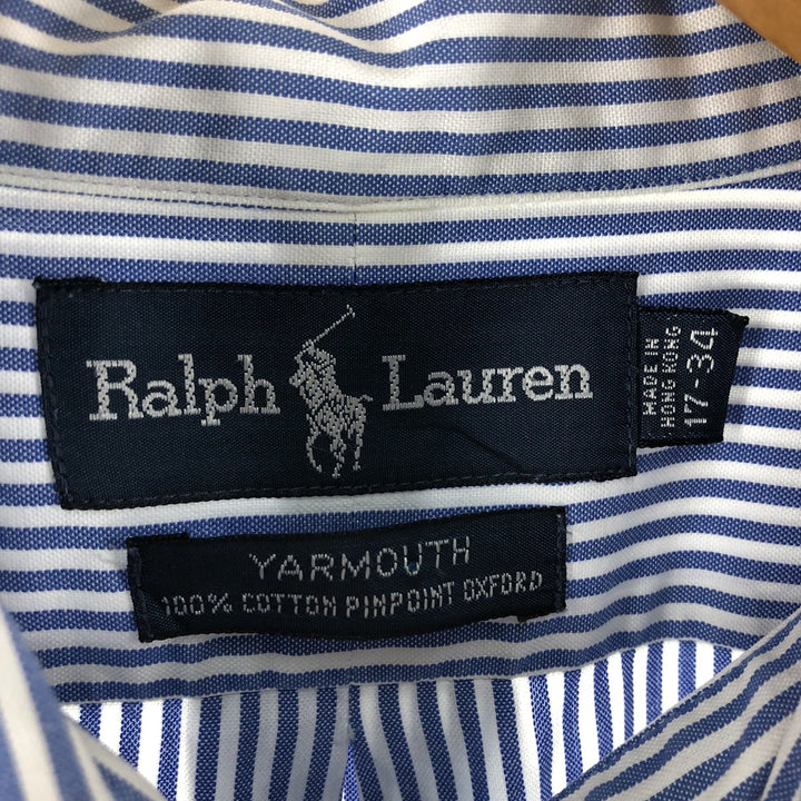 Ralph Lauren YARMOUTH Long Sleeve Button Down Striped Shirt Men's XL cotton Blue type light blue Vintage Second Hand