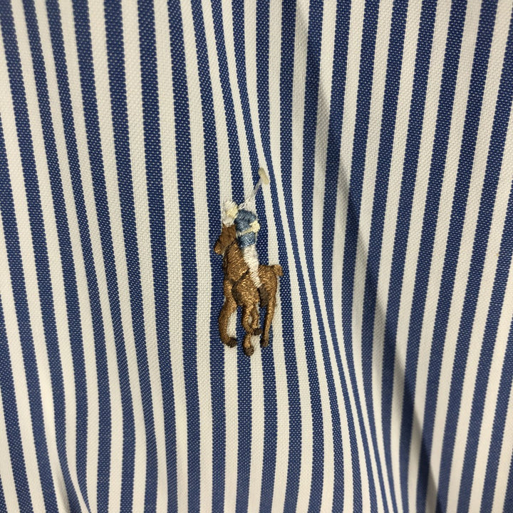 Ralph Lauren YARMOUTH Long Sleeve Button Down Striped Shirt Men's XL cotton Blue type light blue Vintage Second Hand