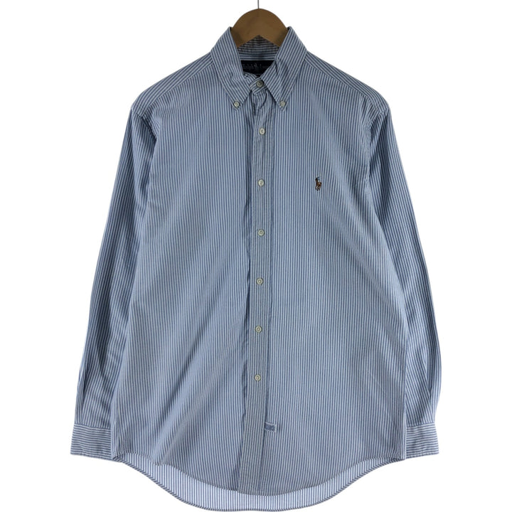 Ralph Lauren YARMOUTH Long Sleeve Button-Down Striped Shirt, Men's S Size cotton Blue type light blue Vintage Second Hand