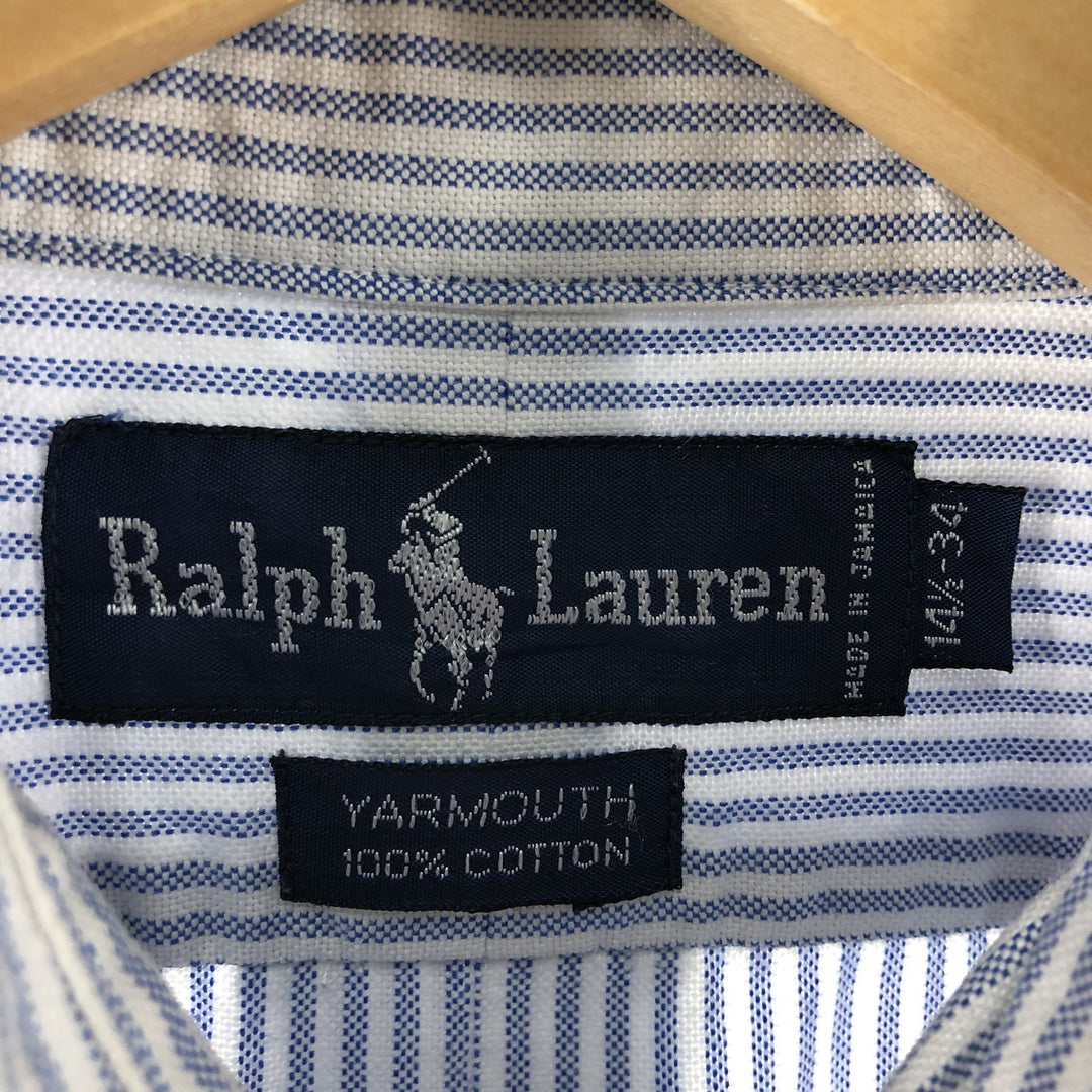 Ralph Lauren YARMOUTH Long Sleeve Button-Down Striped Shirt, Men's S Size cotton Blue type light blue Vintage Second Hand