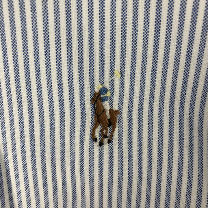 Ralph Lauren YARMOUTH Long Sleeve Button-Down Striped Shirt, Men's S Size cotton Blue type light blue Vintage Second Hand