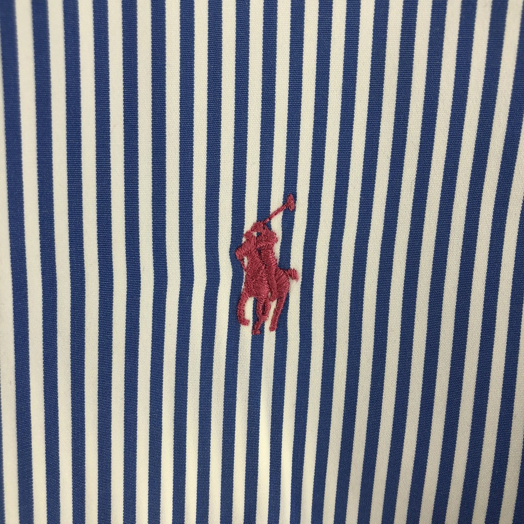 Ralph Lauren CUSTOM FIT long sleeve button down striped shirt men's XL size cotton blue type Vintage Second Hand