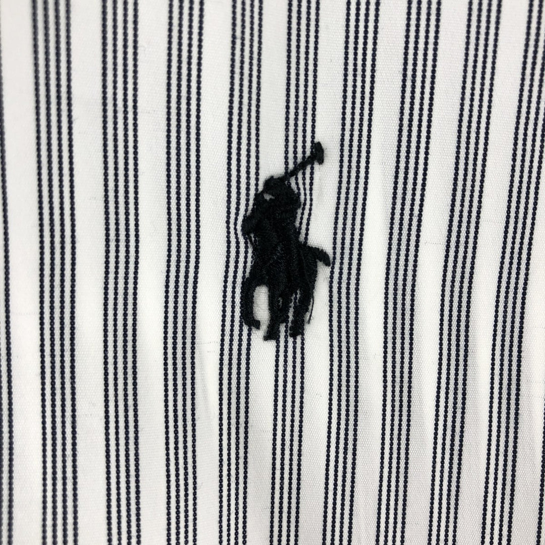 Ralph Lauren CUSTOM FIT long sleeve button down striped shirt men's XL size cotton black type Vintage Second Hand