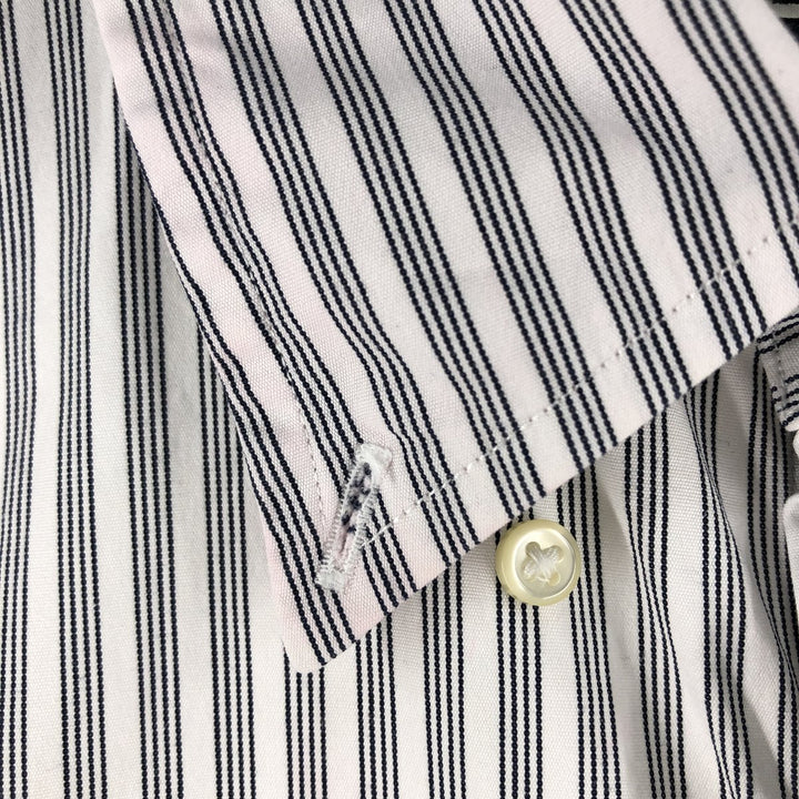 Ralph Lauren CUSTOM FIT long sleeve button down striped shirt men's XL size cotton black type Vintage Second Hand